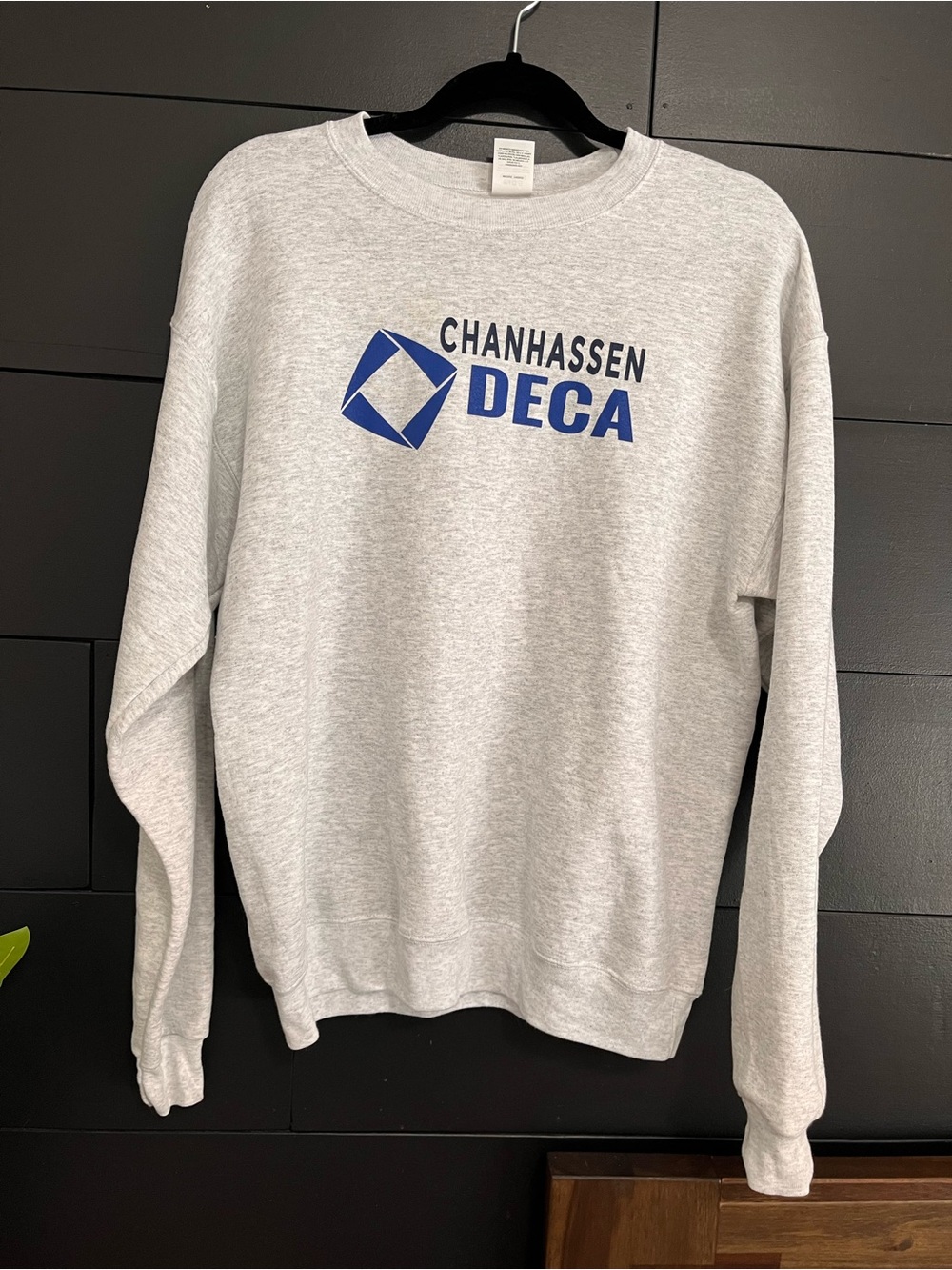 DECA Graphic Gray Crewneck Pullover Sweatshirt Unisex Sz M Chanhassen NWOT
